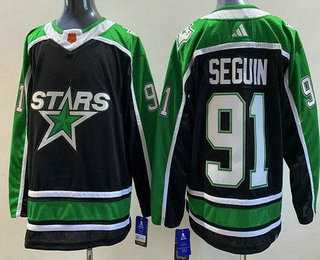 Men%27s Dallas Stars #91 Tyler Seguin Black 2022 Reverse Retro Authentic Jersey->blue jackets->NHL Jersey